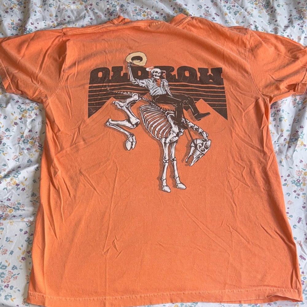 Old Row Skeleton Cowboy | Vibrant Orange Short Sleeve Tee | 100% Cotton - Picture 6 of 6